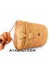 Ata Bucket Rattan Bags Leather Sling with Leather Strap 